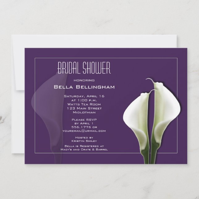 Calla Lillies Bridal Shower Invitation (Front)