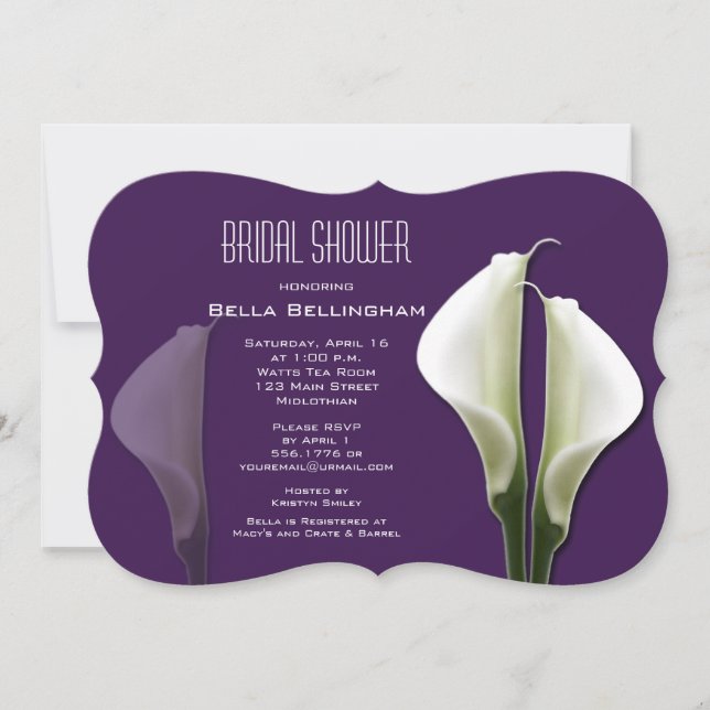 Calla Lillies Bridal Shower Invitation (Front)
