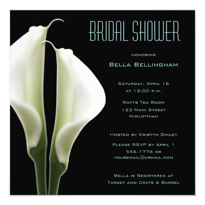 Calla Lillies Bridal Shower Invitation in Aqua