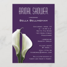 Calla Lillies Bridal Shower Invitation on Purple