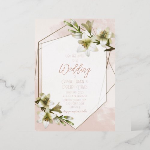 calla lillies foil wedding invitation foil invitation