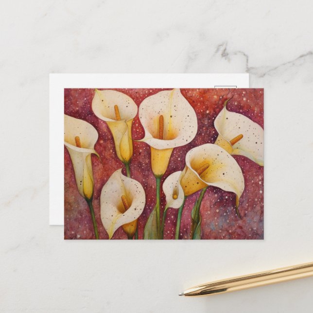 Calla Lillies Postcard (Front/Back In Situ)