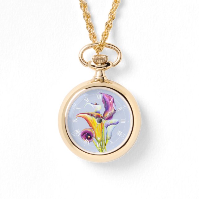 Calla Lillies Watercolor Handpainted Watch (Front)