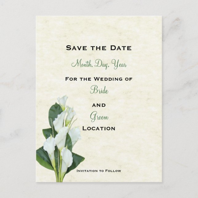 Calla Lilly Save The Date Card (Front)