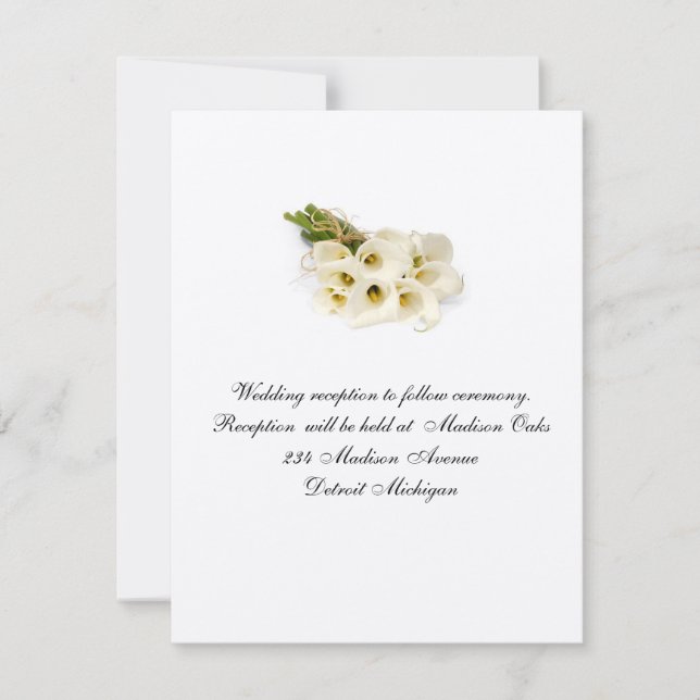 Calla Lilly Wedding Invitation Reception card (Front)