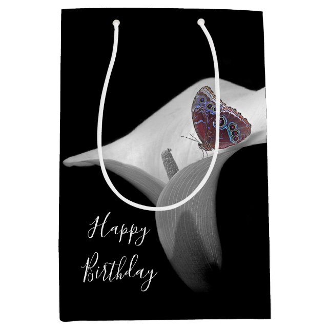 Calla Lily and Butterfly Birthday Medium Gift Bag (Front)