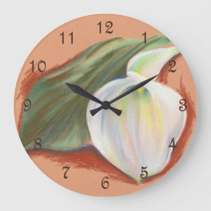 Calla Lily and Leaf Large Clock