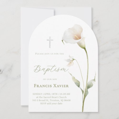 Calla lily Baptism Invitation