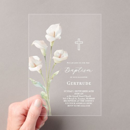 Calla lily Baptism Invitation