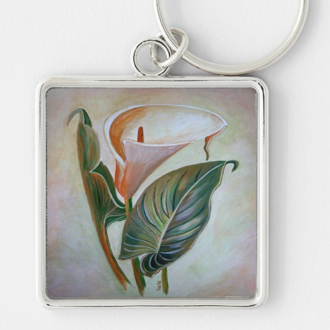Calla Lily Beautiful Botanical Art Keychain (Front)