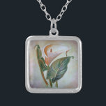 Calla Lily Beautiful Botanical Art Silver Plated Necklace<br><div class="desc">Calla Lily Beautiful Botanical Art represents resurrection and is ideal for the Easter holiday of Palm Sunday, Holy Monday, Holy Tuesday, Holy Wednesday, Maundy Thursday, Good Friday, Holy Saturday, Easter Day. Calla lilies are symbols for rebirth and resurrection, tied to the resurrection of Jesus. Calla lilies bloom around Easter and...</div>