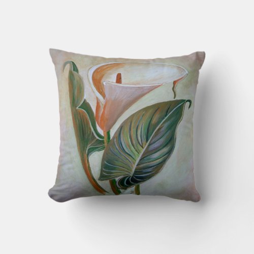 Calla Lily Beautiful Botanical Art Throw Pillow