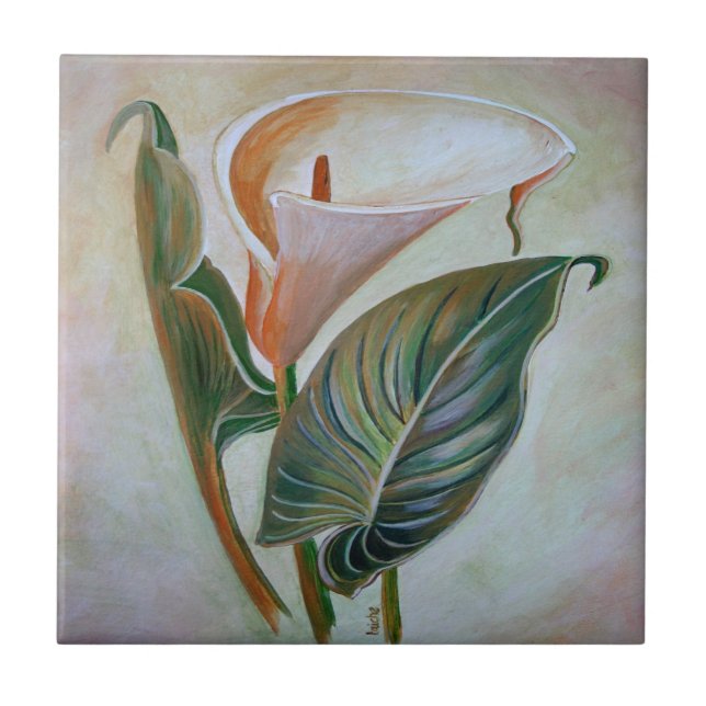 Calla Lily Beautiful Botanical Art Tile (Front)