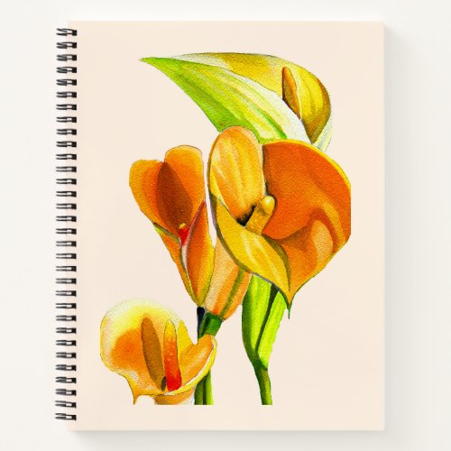 Calla lily blossom watercolor floral notebook