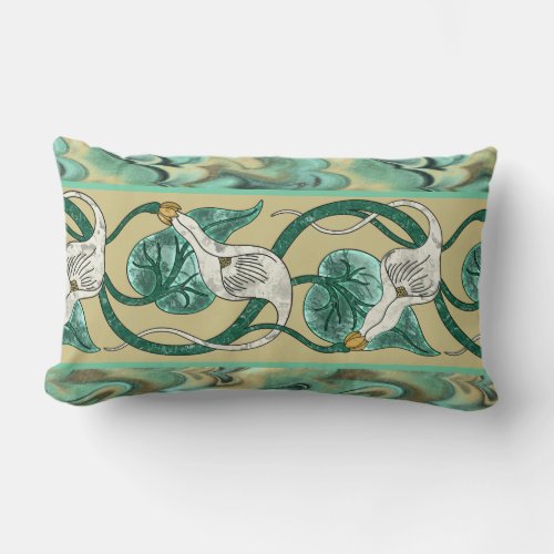Calla Lily Border on Marbleized Background Lumbar Pillow