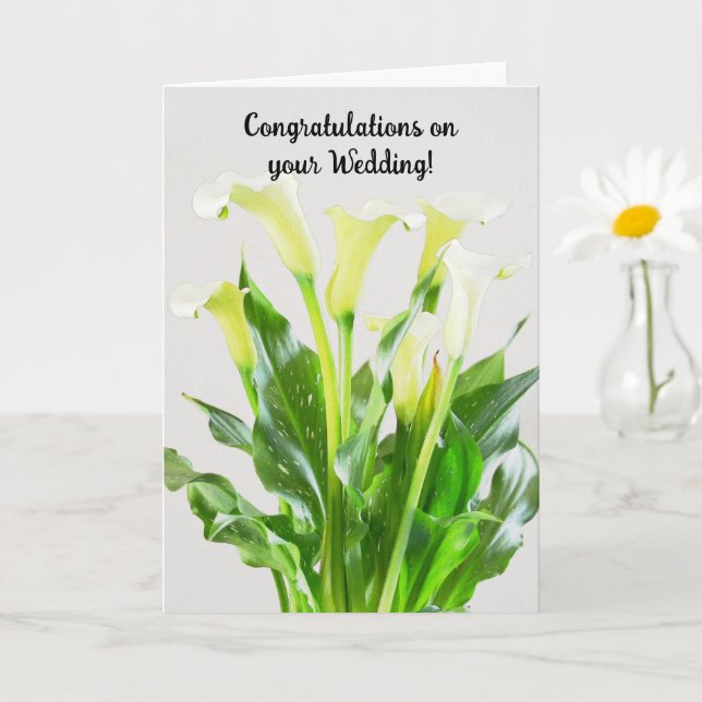 Calla Lily Bouquet Wedding Congratulations Card (Small Plant)