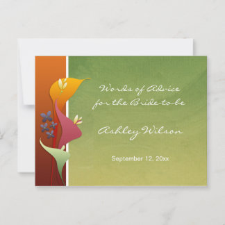 Calla Lily Bridal Shower Advice Cards