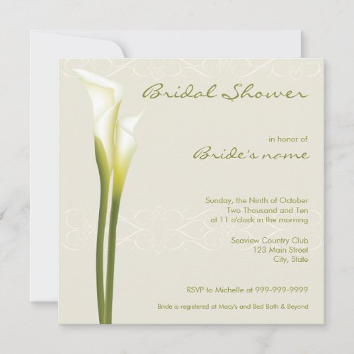 Calla Lily Bridal Shower Invitations