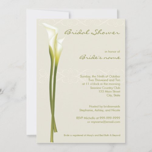 Calla Lily Bridal Shower Invitations