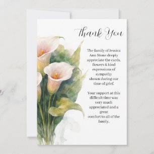 Calla Lily Floral Funeral Death Thank you  Invitation