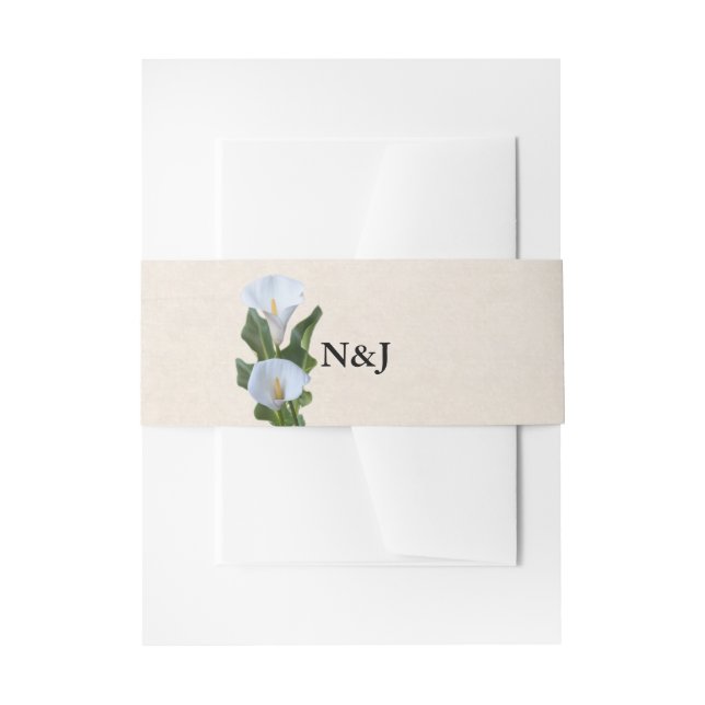 Calla Lily Flower Floral Elegant Wedding Invitation Belly Band (Front Example)
