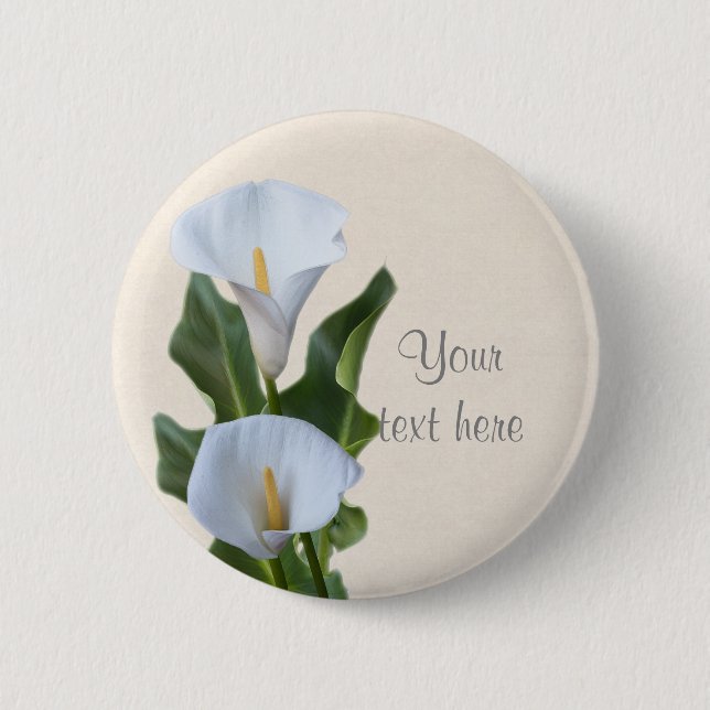 Calla Lily Flower Floral Wedding Bridal Pin BUTTON (Front)