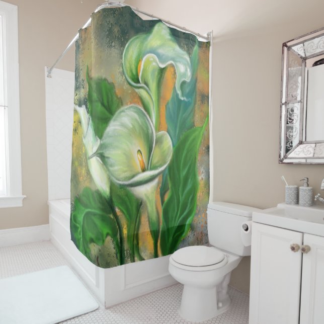 Calla Lily Flower Shower Curtain Painting (In Situ)