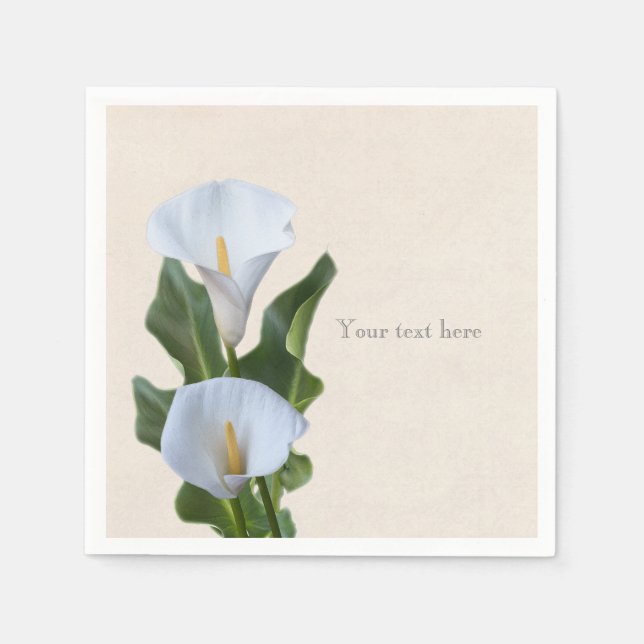 Calla Lily Flowers Floral Elegant Bridal Wedding Paper Napkins (Front)