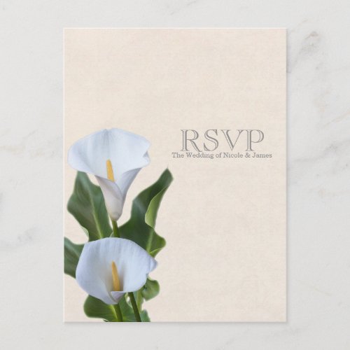 Calla Lily Flowers Floral Elegant Wedding RSVP Invitation Postcard