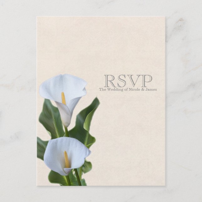 Calla Lily Flowers Floral Elegant Wedding RSVP Invitation Postcard (Front)