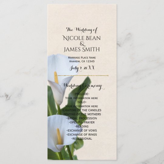 Calla Lily Flowers Floral Wedding Program Zazzle Com