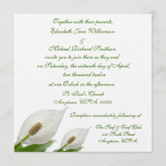 Calla Lily Flowers White Wedding Invitation