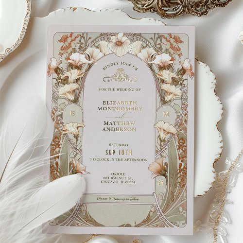 Calla Lily Gold Foil Wedding Invitation by Mucha F Foil Invitation