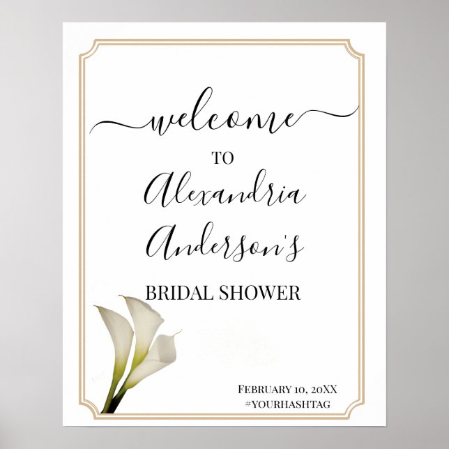 Calla Lily Greenery Bridal Shower Welcome Sign (Front)