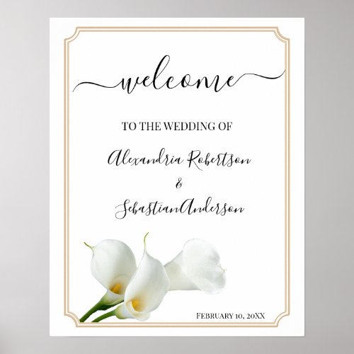 Calla Lily Greenery Wedding Welcome Sign