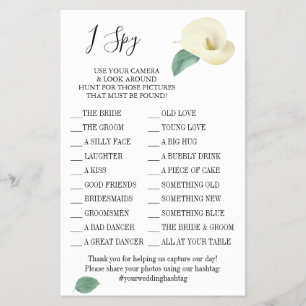 Calla Lily I spy wedding reception game card Flyer