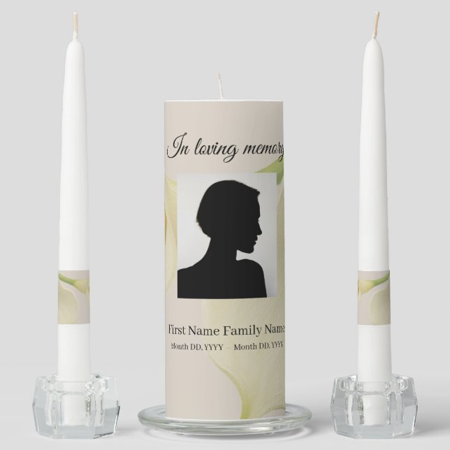 Calla lily memorial funeral unity candle set (Front)