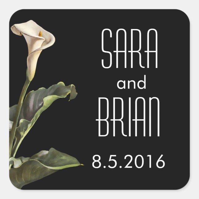 Calla Lily Modern Floral Wedding Square Sticker (Front)