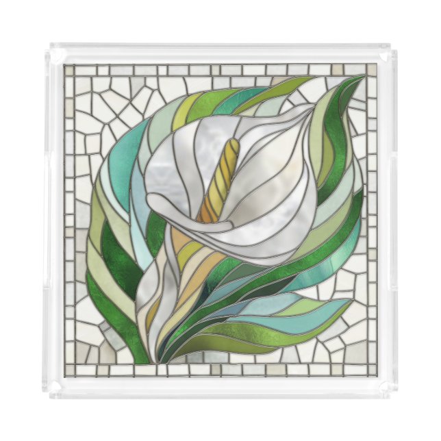 Calla Lily Mosaic Art Acrylic Tray (Front)