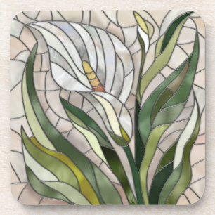 Calla Lily Mosaic Art Beverage Coaster
