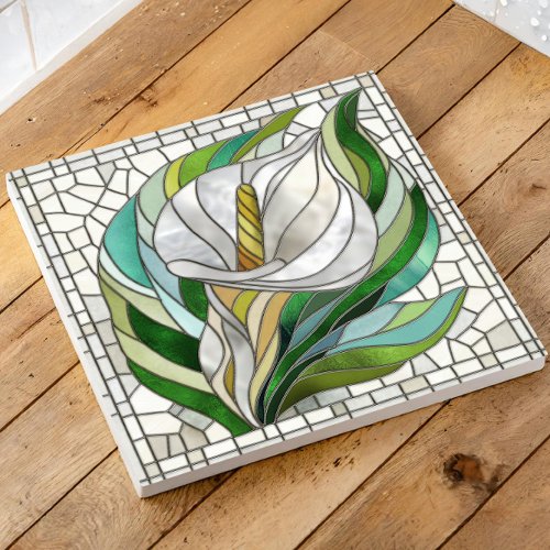 Calla Lily Mosaic Art Ceramic Tile