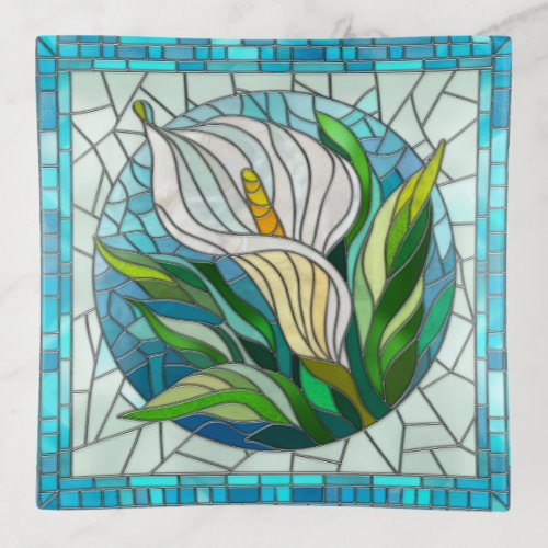 Calla Lily Mosaic Art Trinket Tray