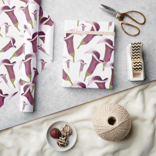 Calla Lily Nightlife Illustratin Pattern Wrapping Paper (Crafts)
