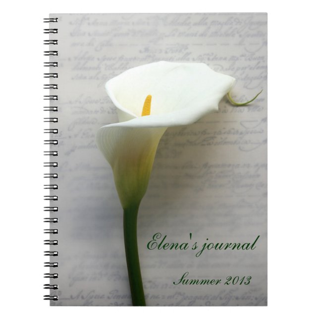 calla lily on handwriting journal notebook (Front)