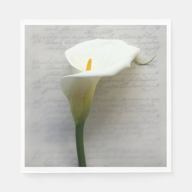 Calla lily on handwriting napkins (Front)