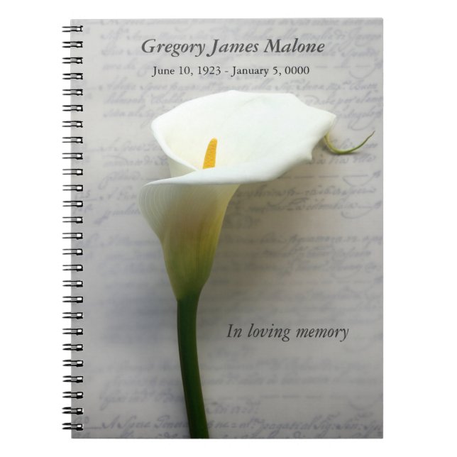 Calla lily on handwriting notebook (Front)