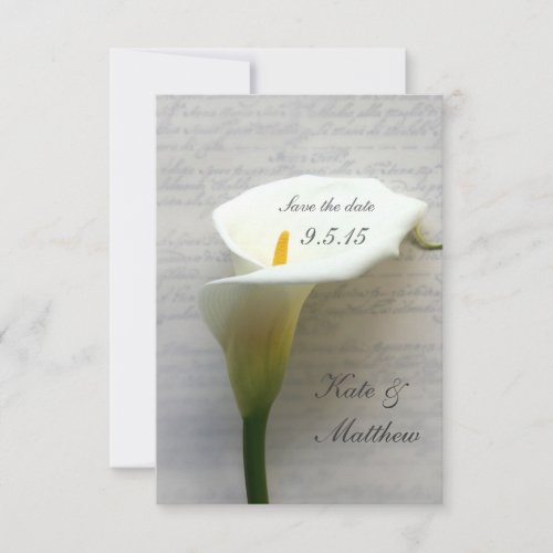 Calla lily on handwriting save the date