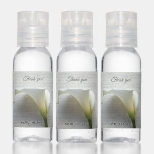 Calla lily on old hand script sanitizer