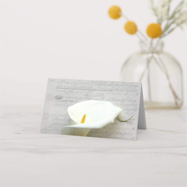 Calla lily on old handwriting place card (Front)