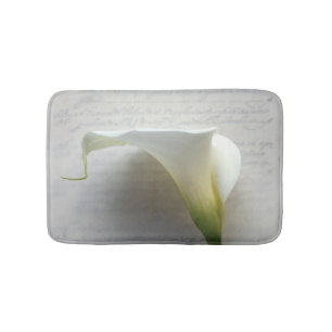 Calla lily on old script bathroom mat